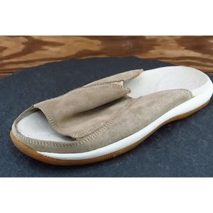 Lands' End Sz 6 M Beige Slide‎ Leather Women Sandals 84841